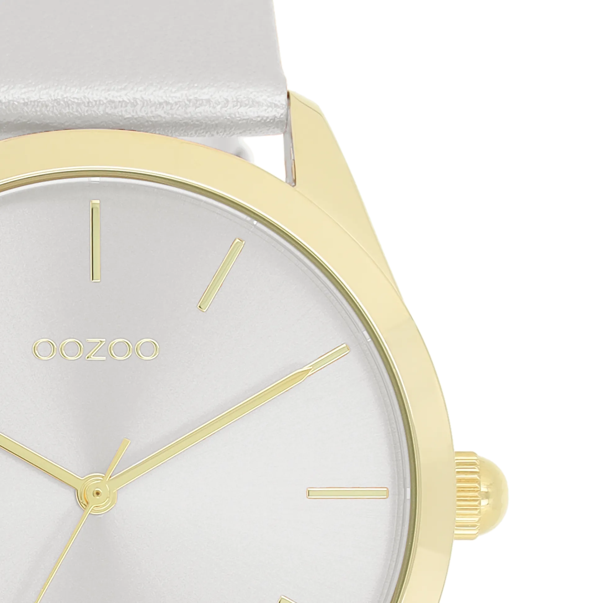 Gold coloured OOZOO watch with silver coloured leather strap - C11330