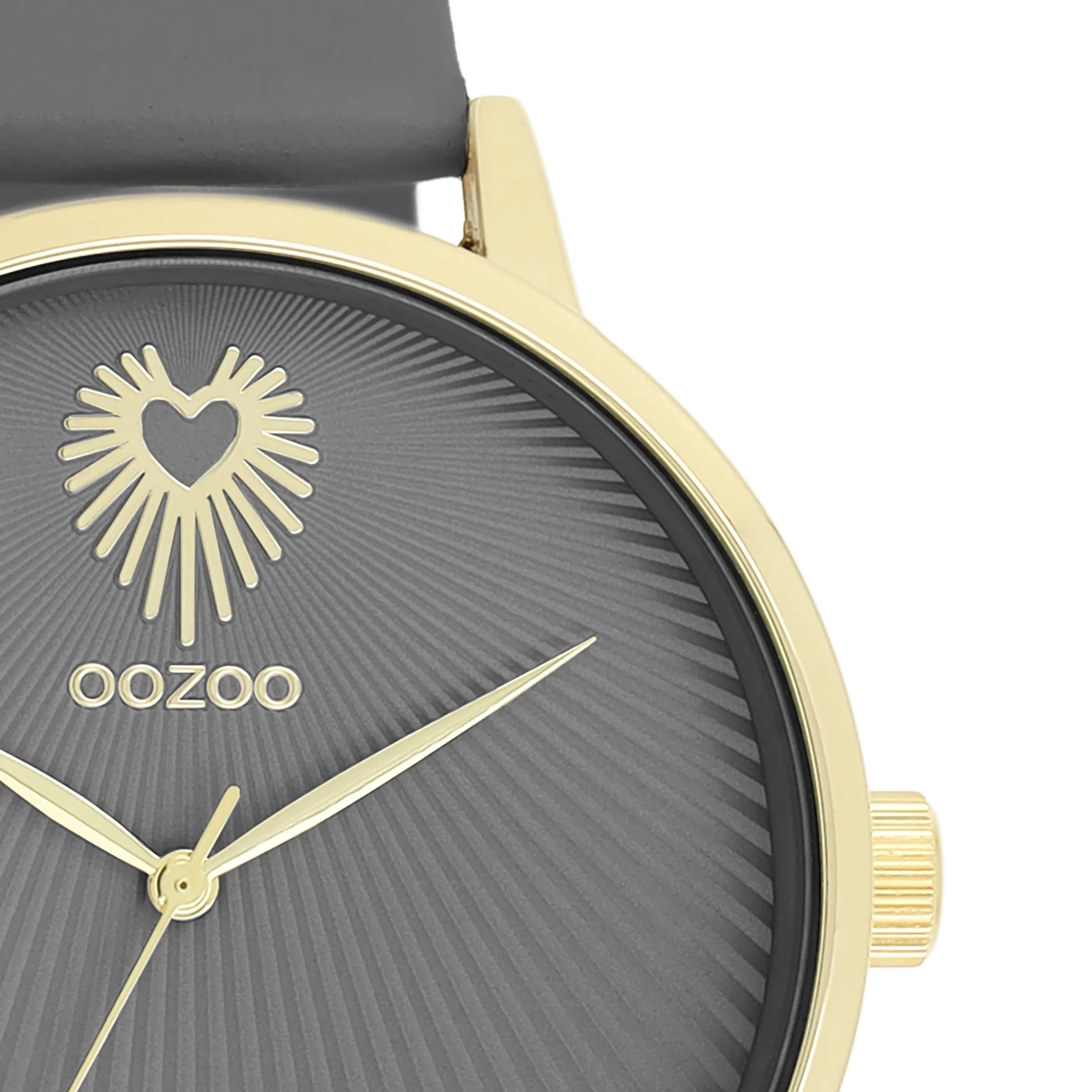 Gold coloured OOZOO watch with smoke grey leather strap - C11244