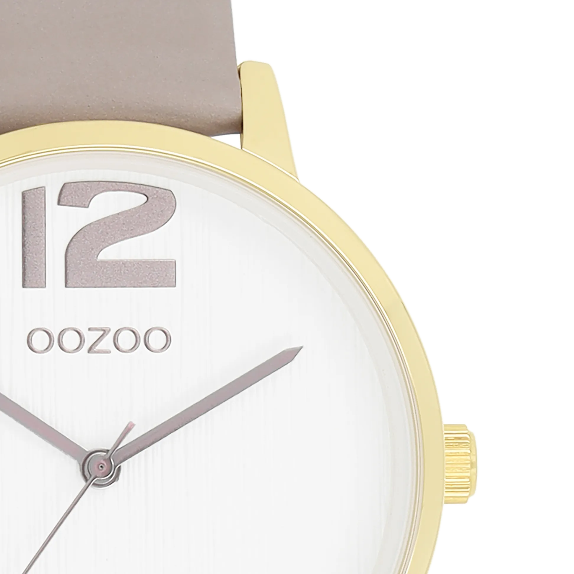 Gold coloured OOZOO watch with taupe leather strap - C11236