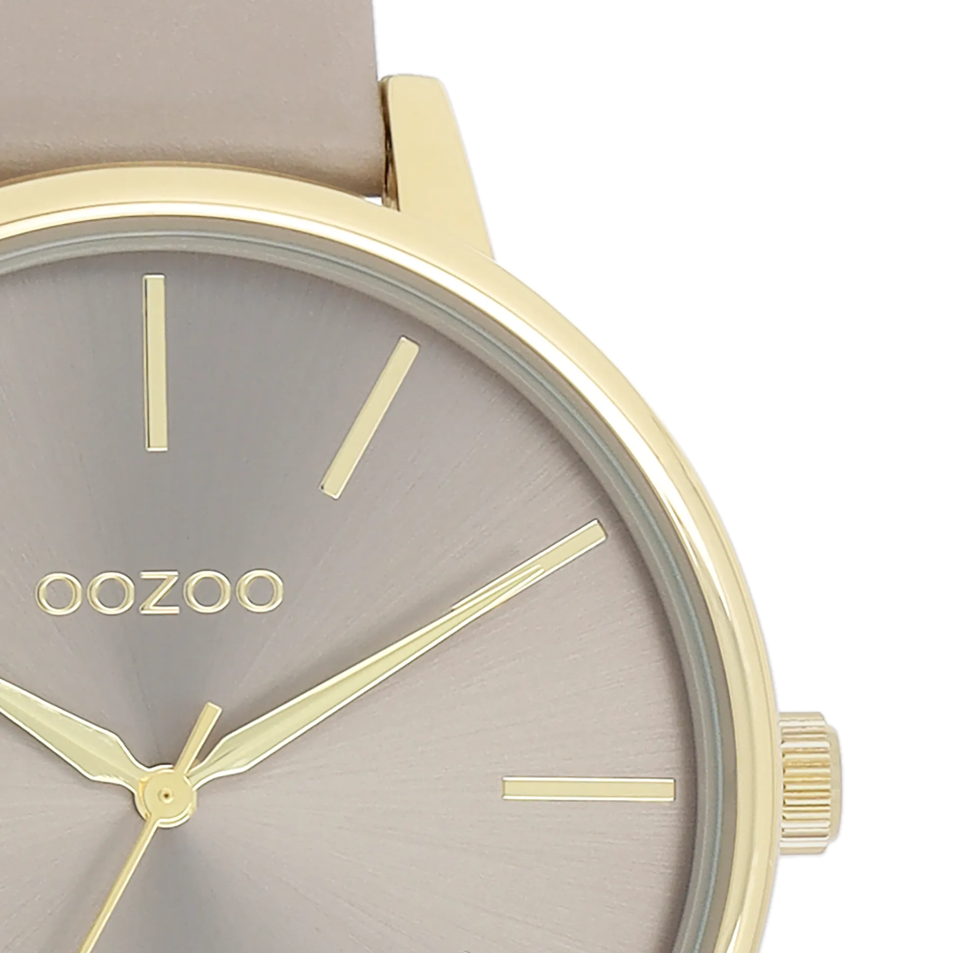 Gold coloured OOZOO watch with taupe leather strap - C11291