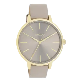 Gold coloured OOZOO watch with taupe leather strap - C11291