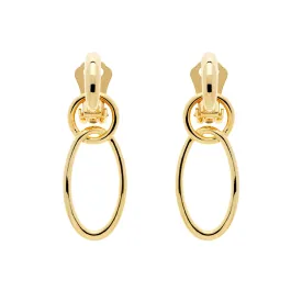 Gold Double Hoop Clip Earrings