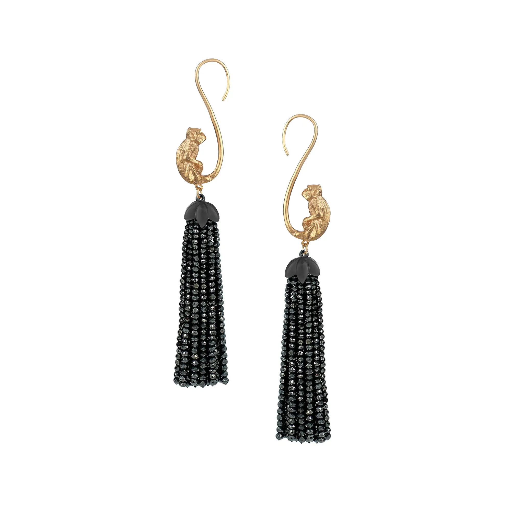 Gold Monkey Tassel Earrings