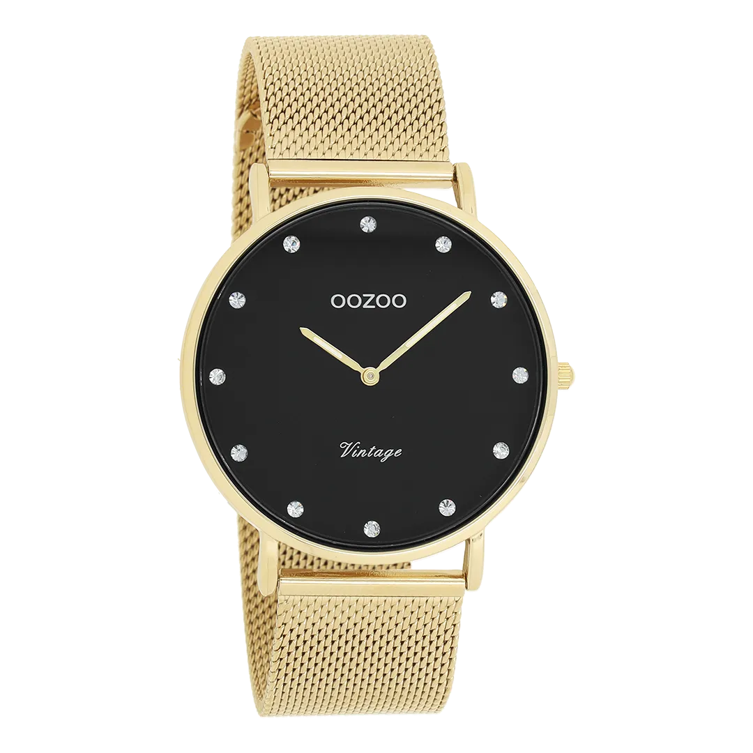 Gold OOZOO watch with gold metal mesh bracelet - C20237