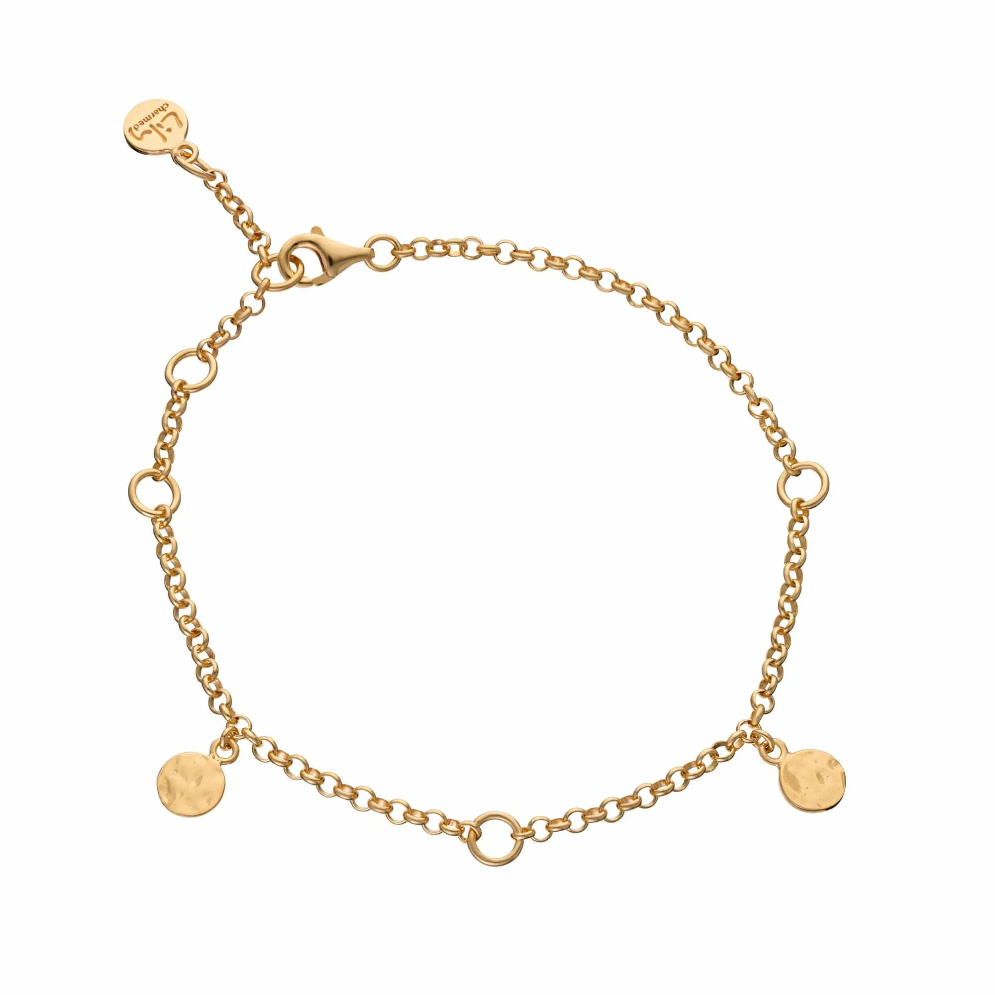 Gold Plated 3 Station Charm Bracelet