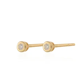 Gold Plated April Birthstone Teeny Stud Earrings (White Topaz)