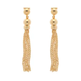 Gold Tassel Clip Earrings