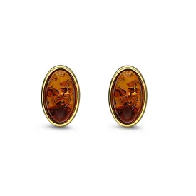 Gold Vermeil Amber Oval Stud Earrings