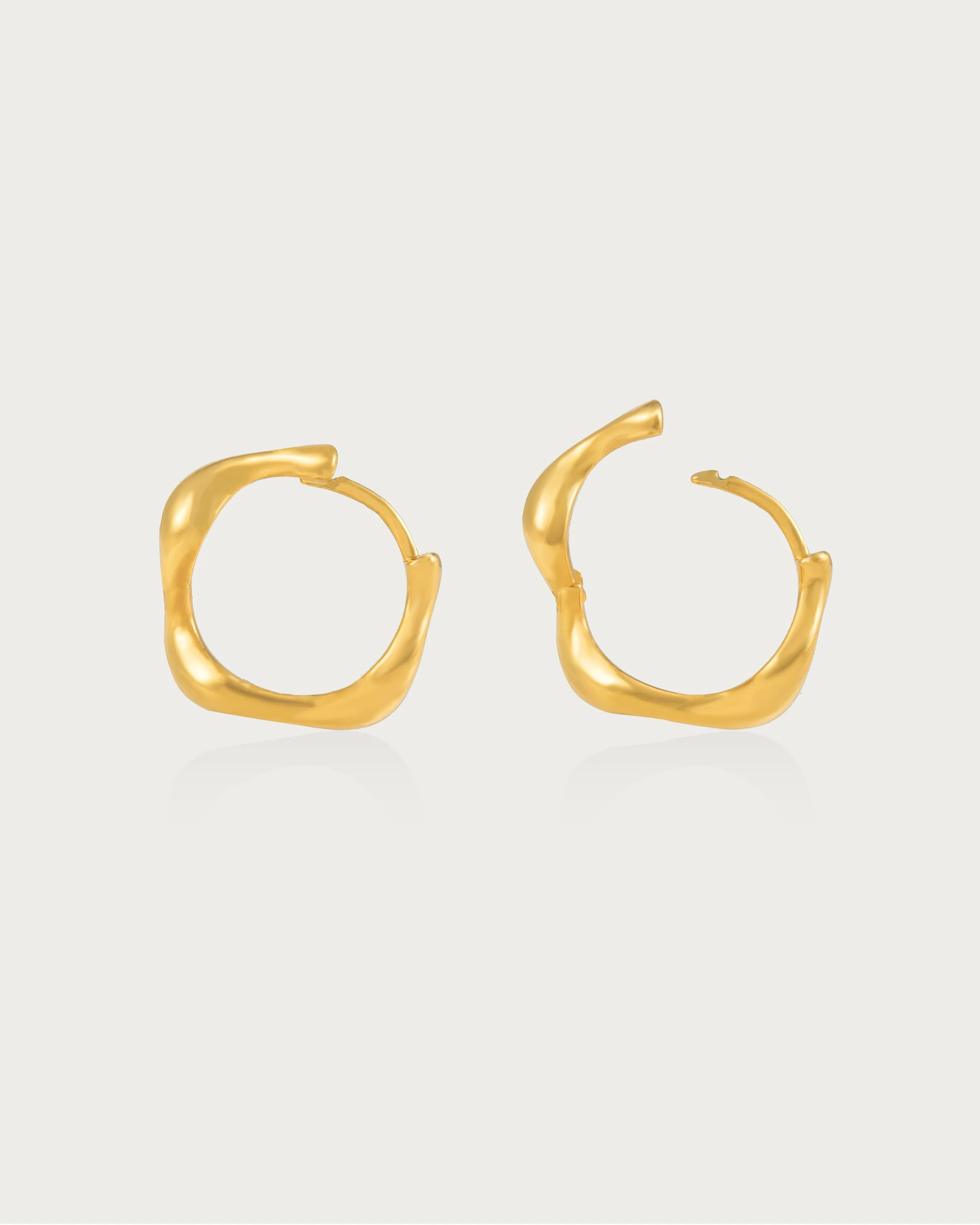 Gold Wave Hoop Earrings