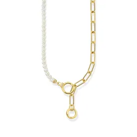 Golden Necklace with freshwater pearls and zirconia