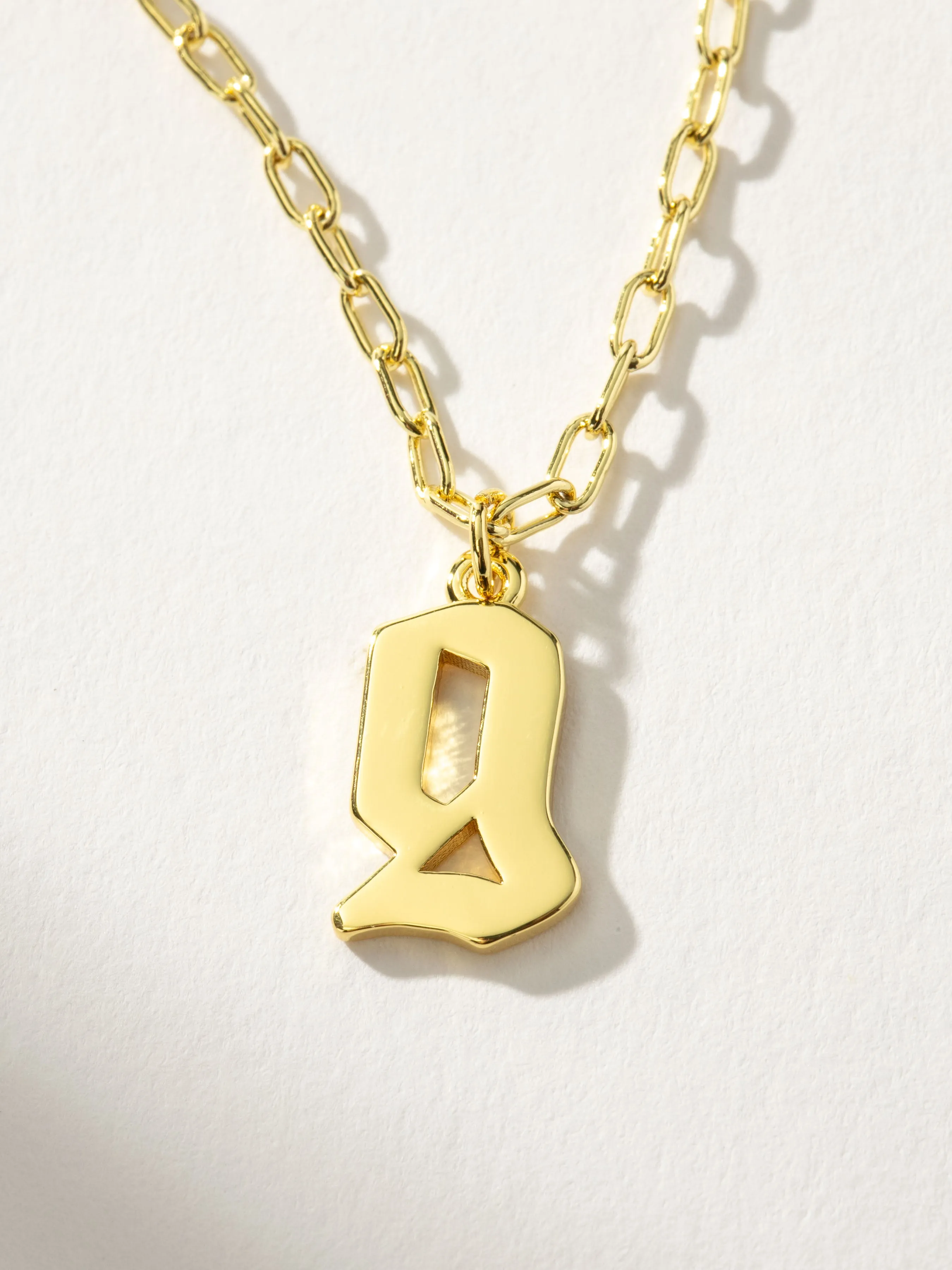 Gothic Initial Pendant Necklace