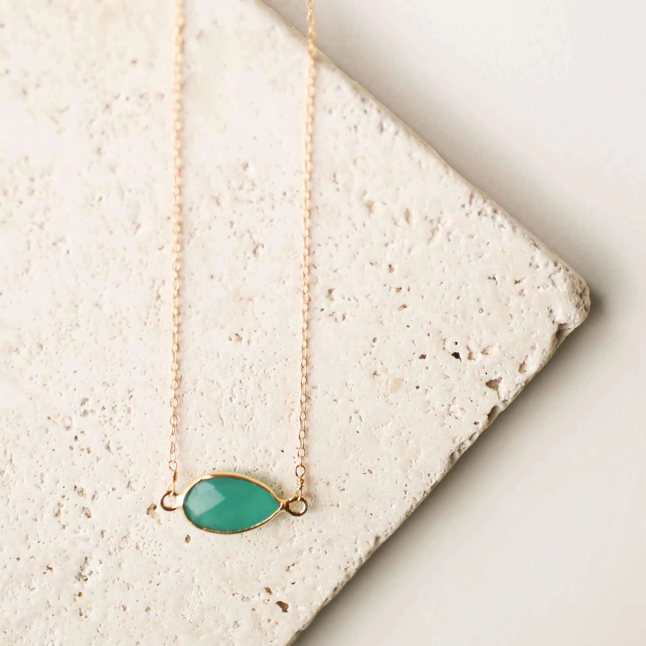 Green Apatite Gold Minimalist Necklace