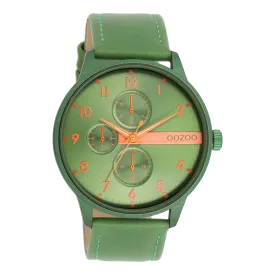 Green OOZOO watch with green leather strap - C11308