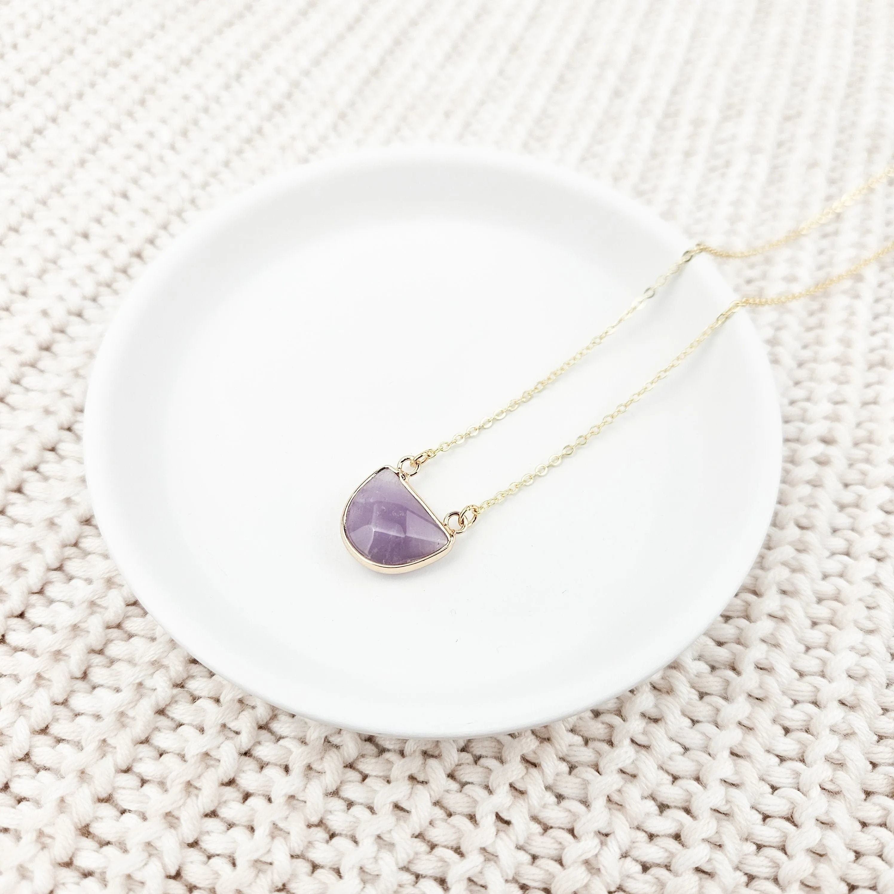 Half Moon Amethyst Crystal Necklace