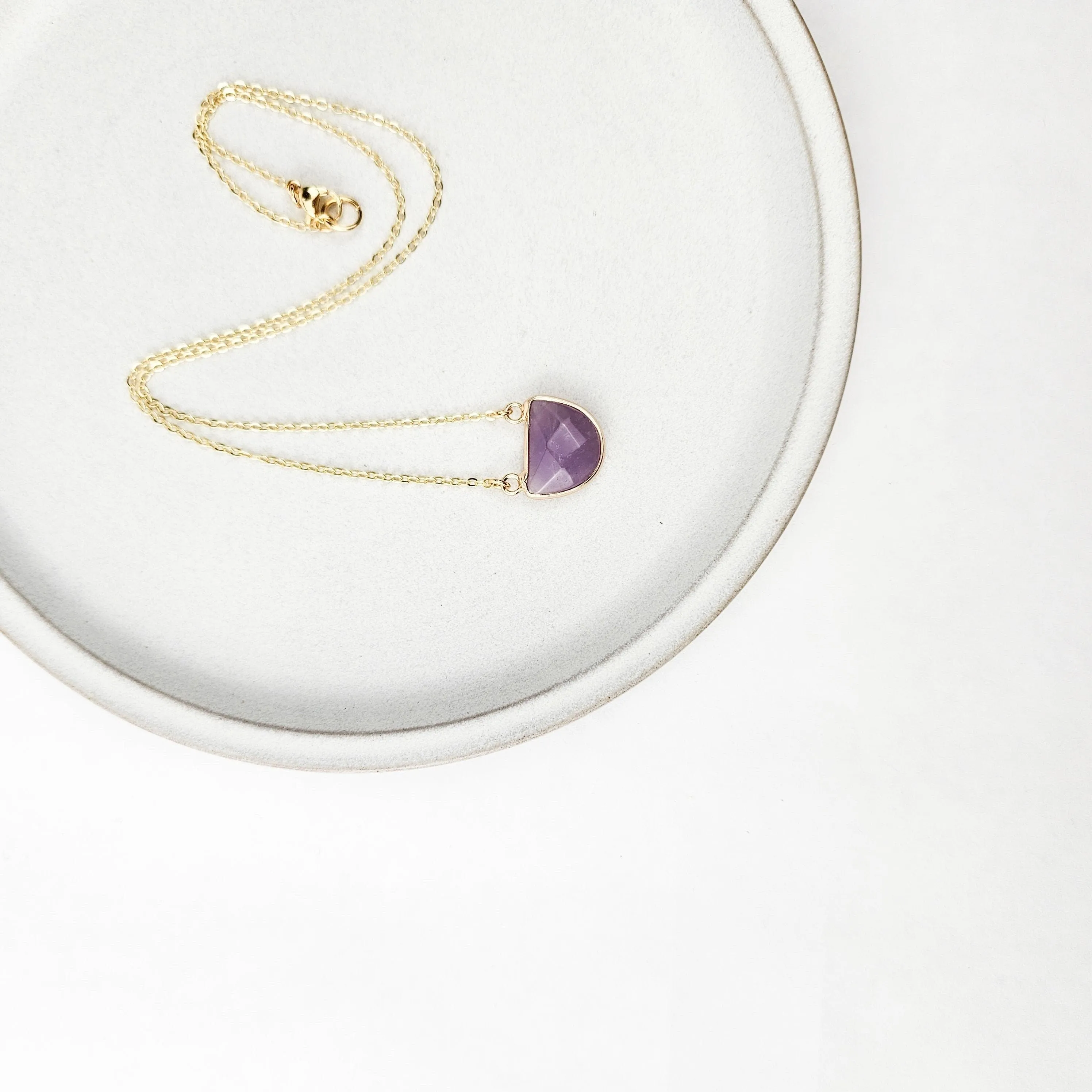 Half Moon Amethyst Crystal Necklace