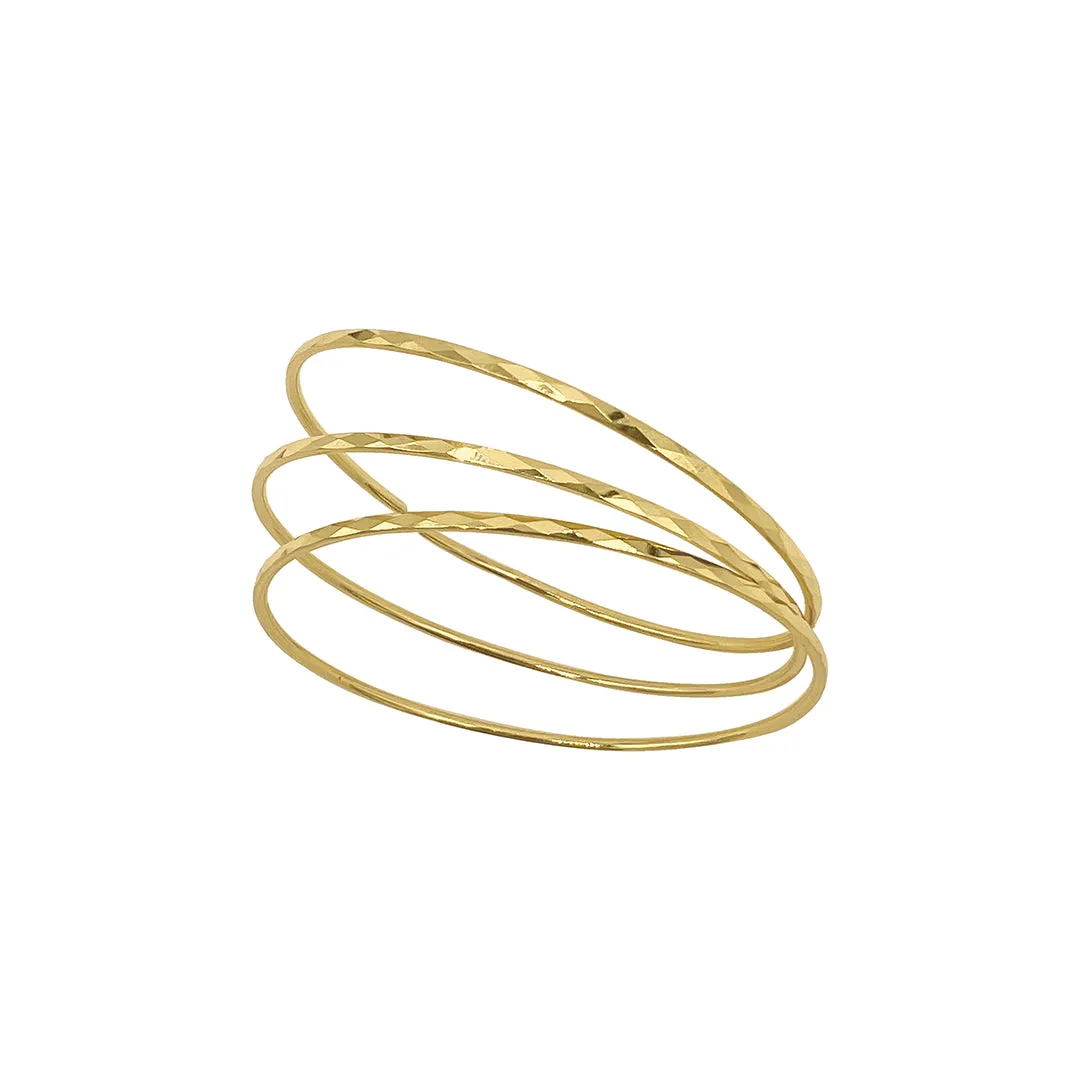 Hammered 3mm Bangle Set gold