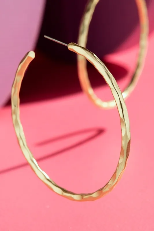 Hammered Metal Hoop Earrings