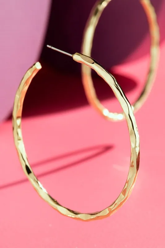 Hammered Metal Hoop Earrings