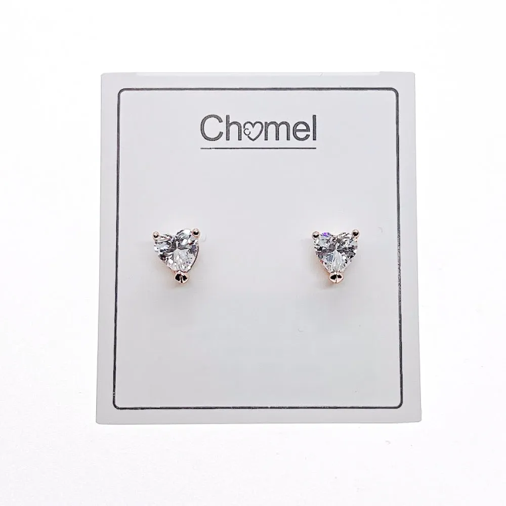 Heart 6mm Cubic Zirconia Solitaire Stud Earring