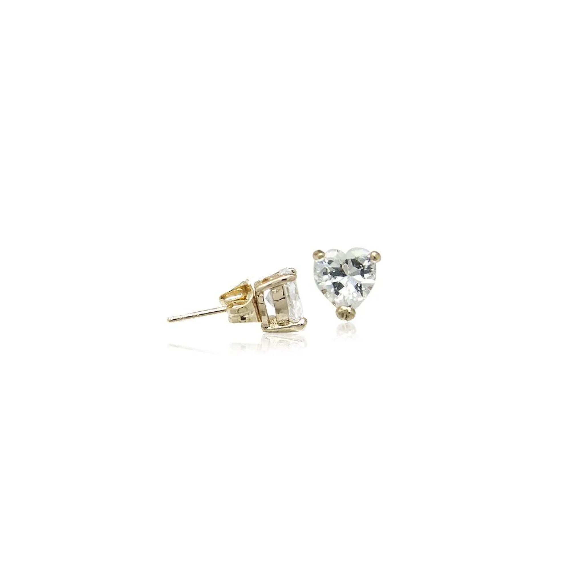 Heart 6mm Cubic Zirconia Solitaire Stud Earring