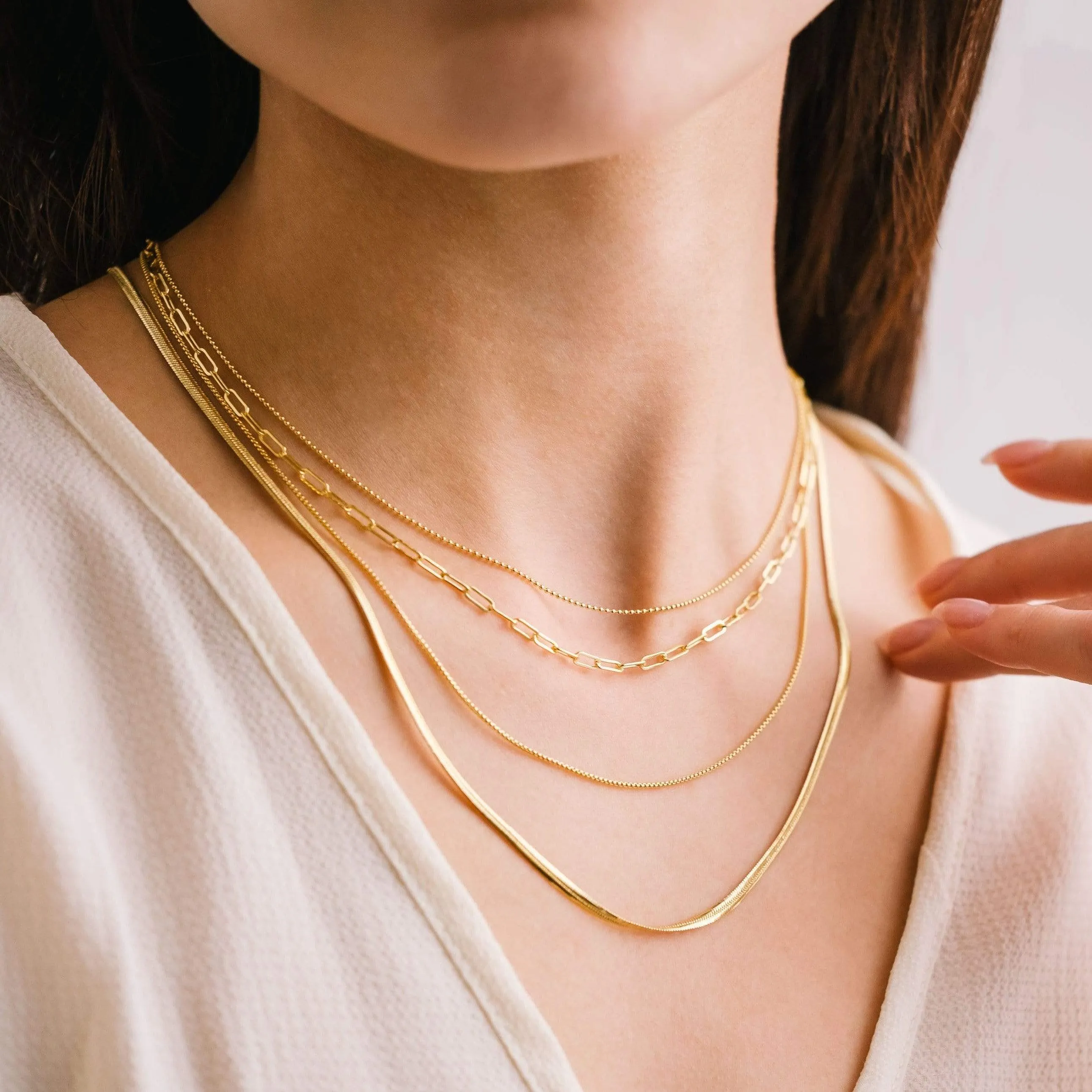 Herringbone Chain Necklace Gold