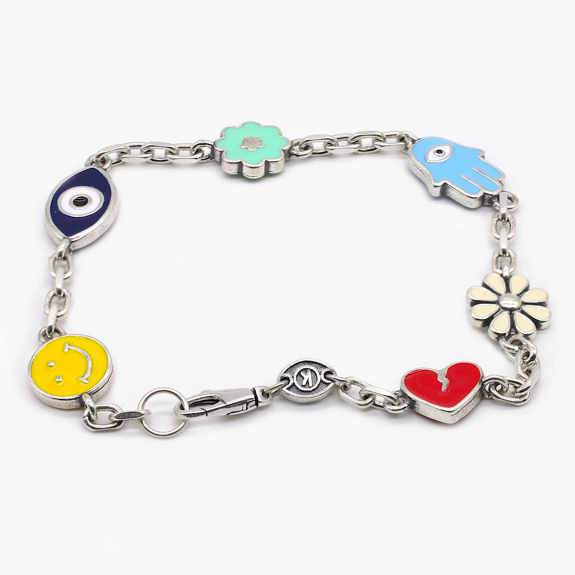 Holidays Sterling Silver Heavy Signature Bracelet With Enamelled Charms