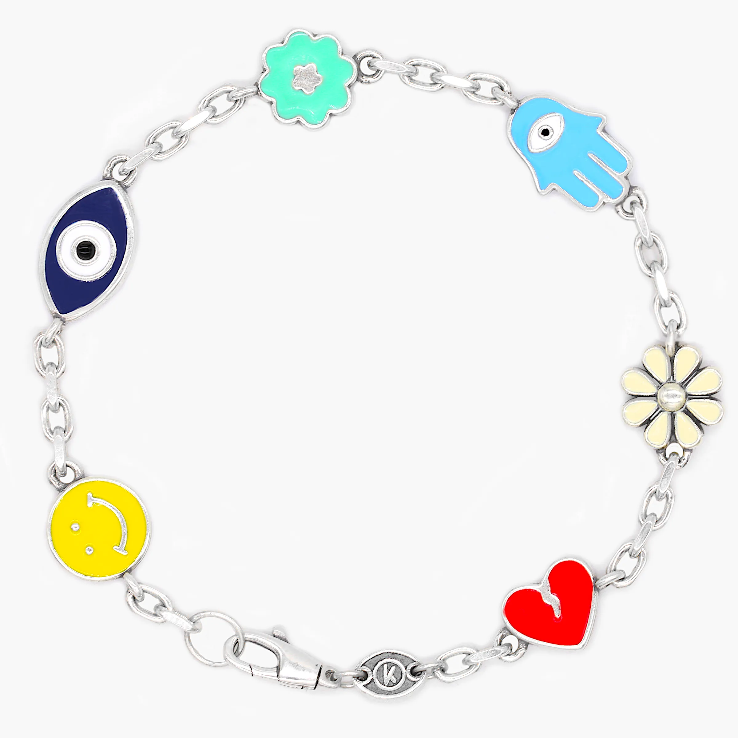 Holidays Sterling Silver Heavy Signature Bracelet With Enamelled Charms