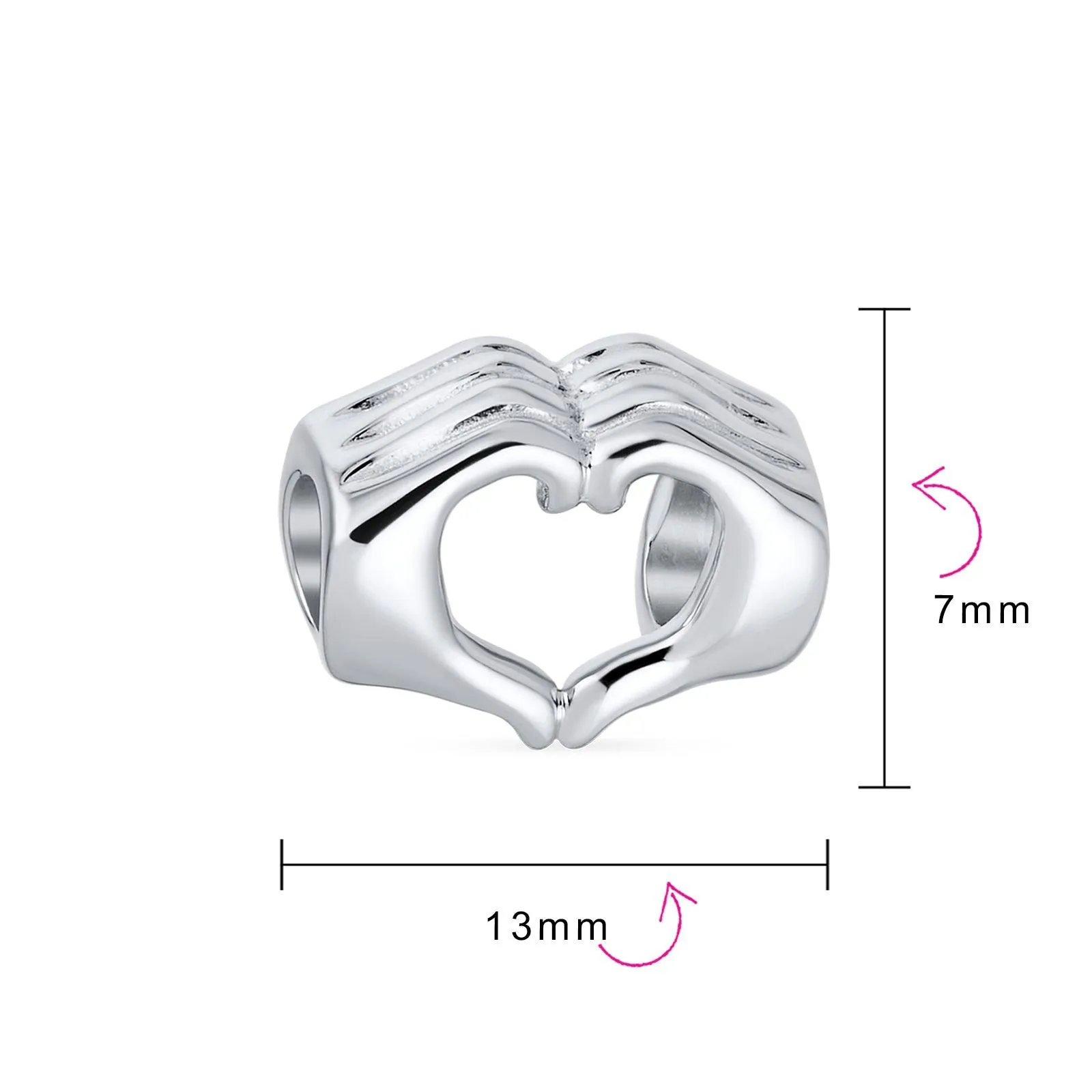 I Love You Sign Language Hand Sign Symbol Charm Bead Sterling Silver