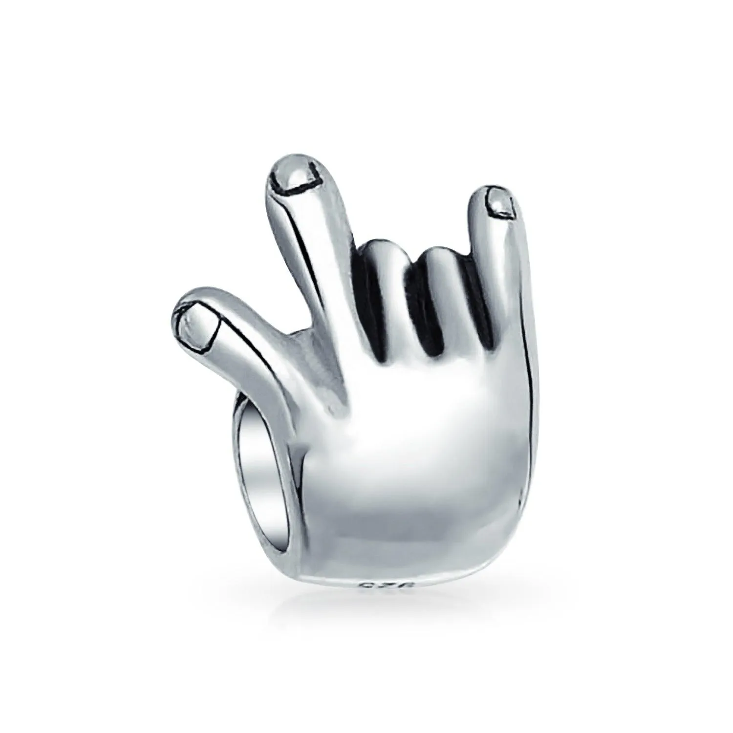 I Love You Sign Language Hand Sign Symbol Charm Bead Sterling Silver