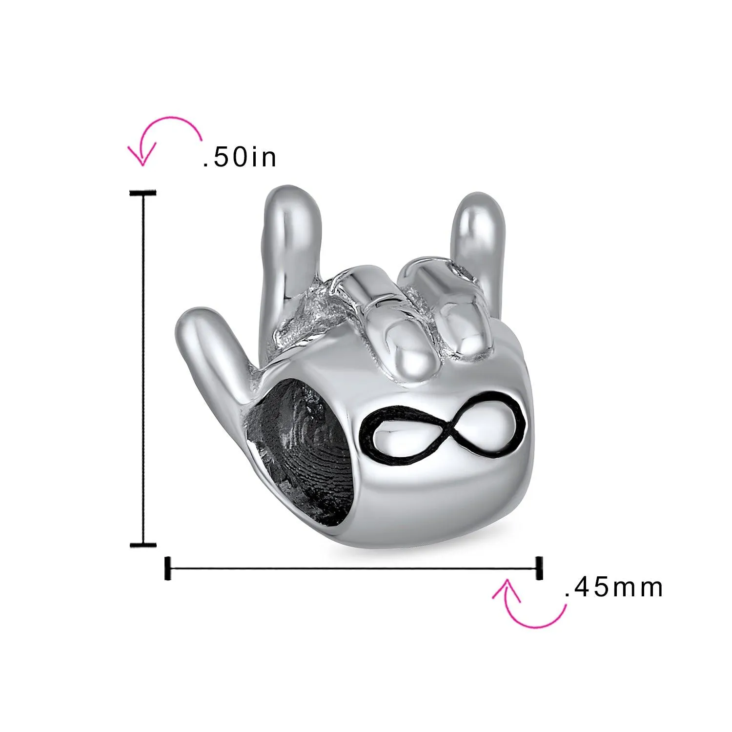 I Love You Sign Language Hand Sign Symbol Charm Bead Sterling Silver