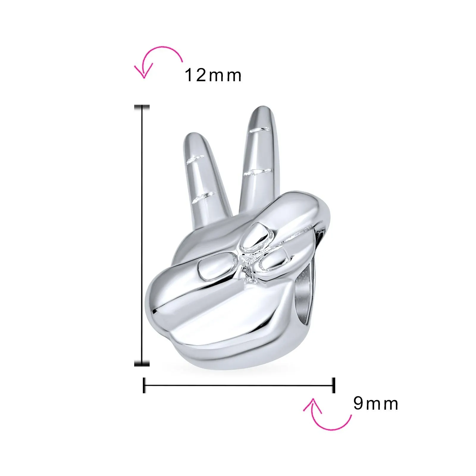 I Love You Sign Language Hand Sign Symbol Charm Bead Sterling Silver