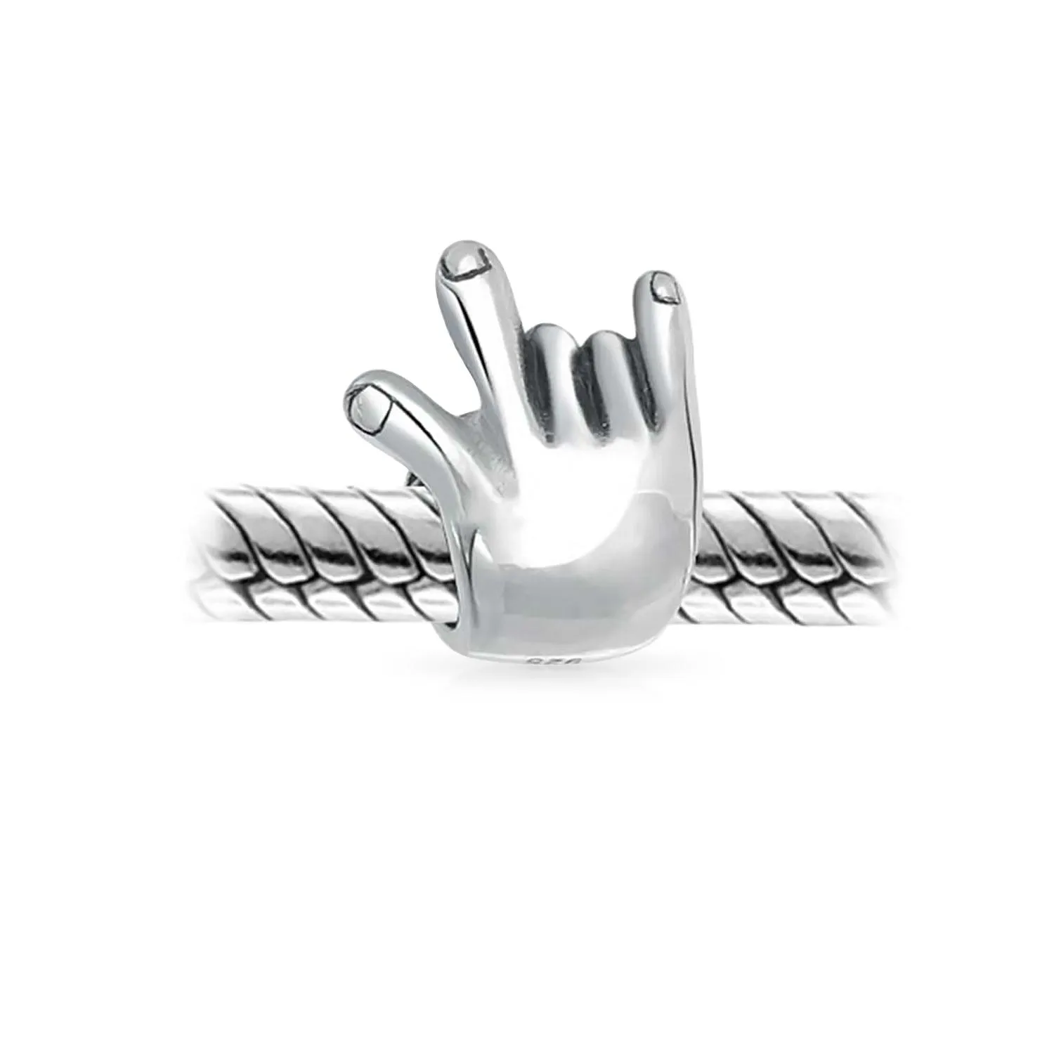 I Love You Sign Language Hand Sign Symbol Charm Bead Sterling Silver