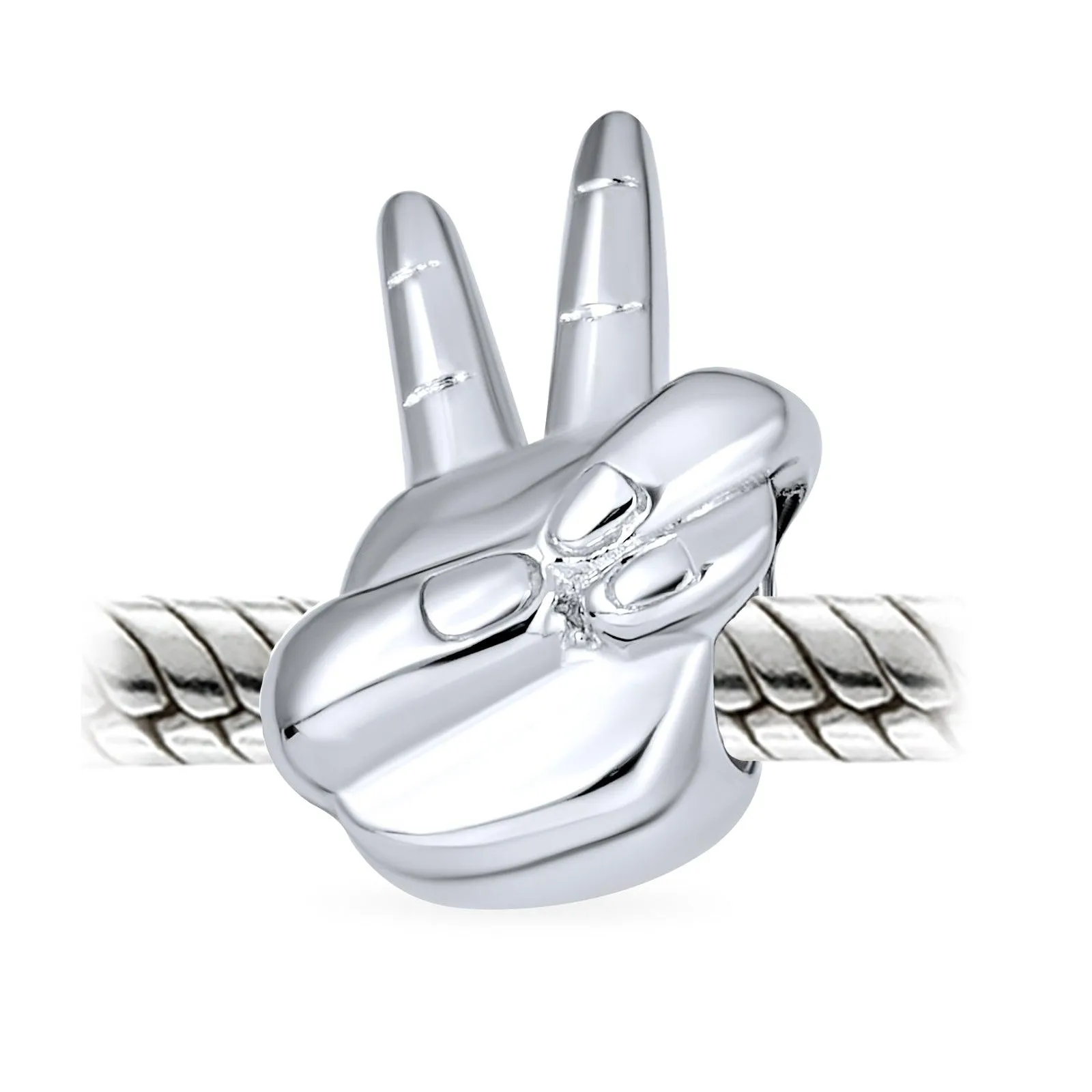 I Love You Sign Language Hand Sign Symbol Charm Bead Sterling Silver