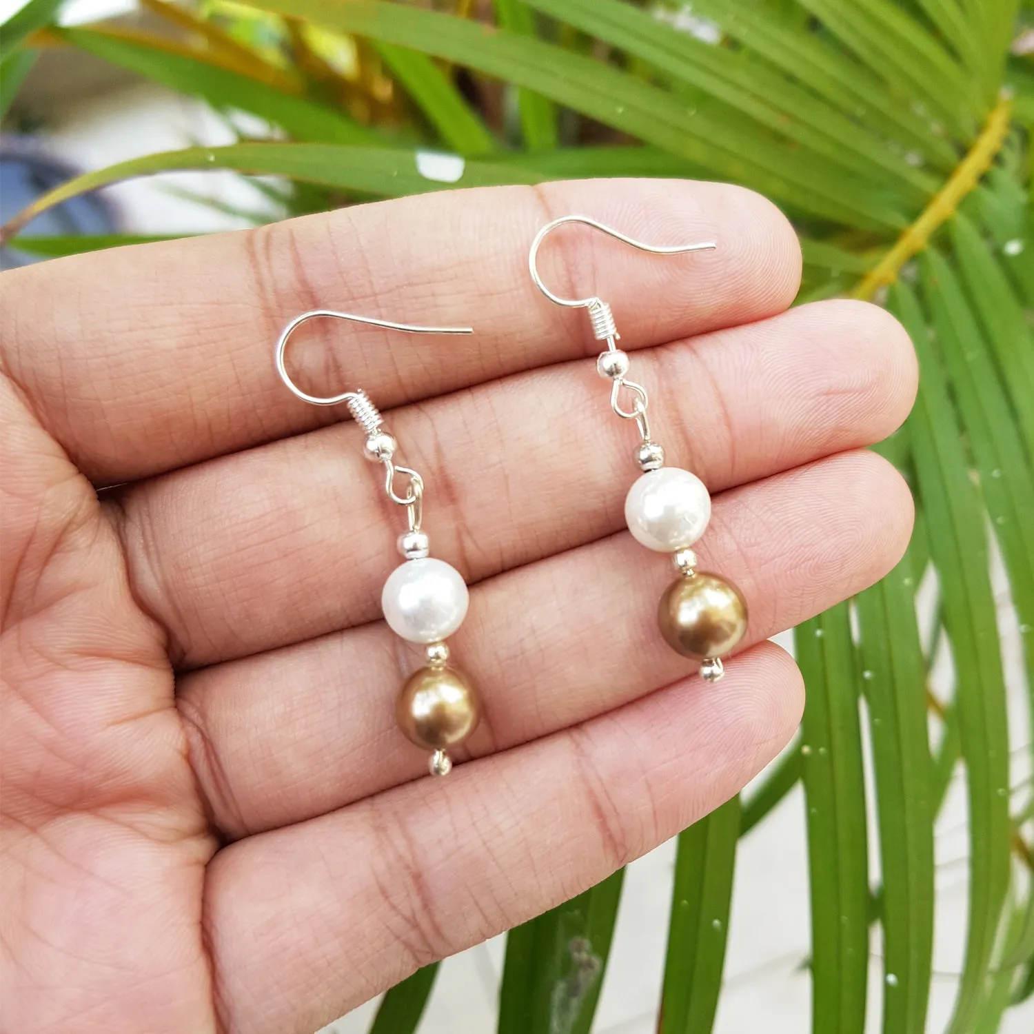 Imeora Chocolate White 8mm Shell Pearl Earrings