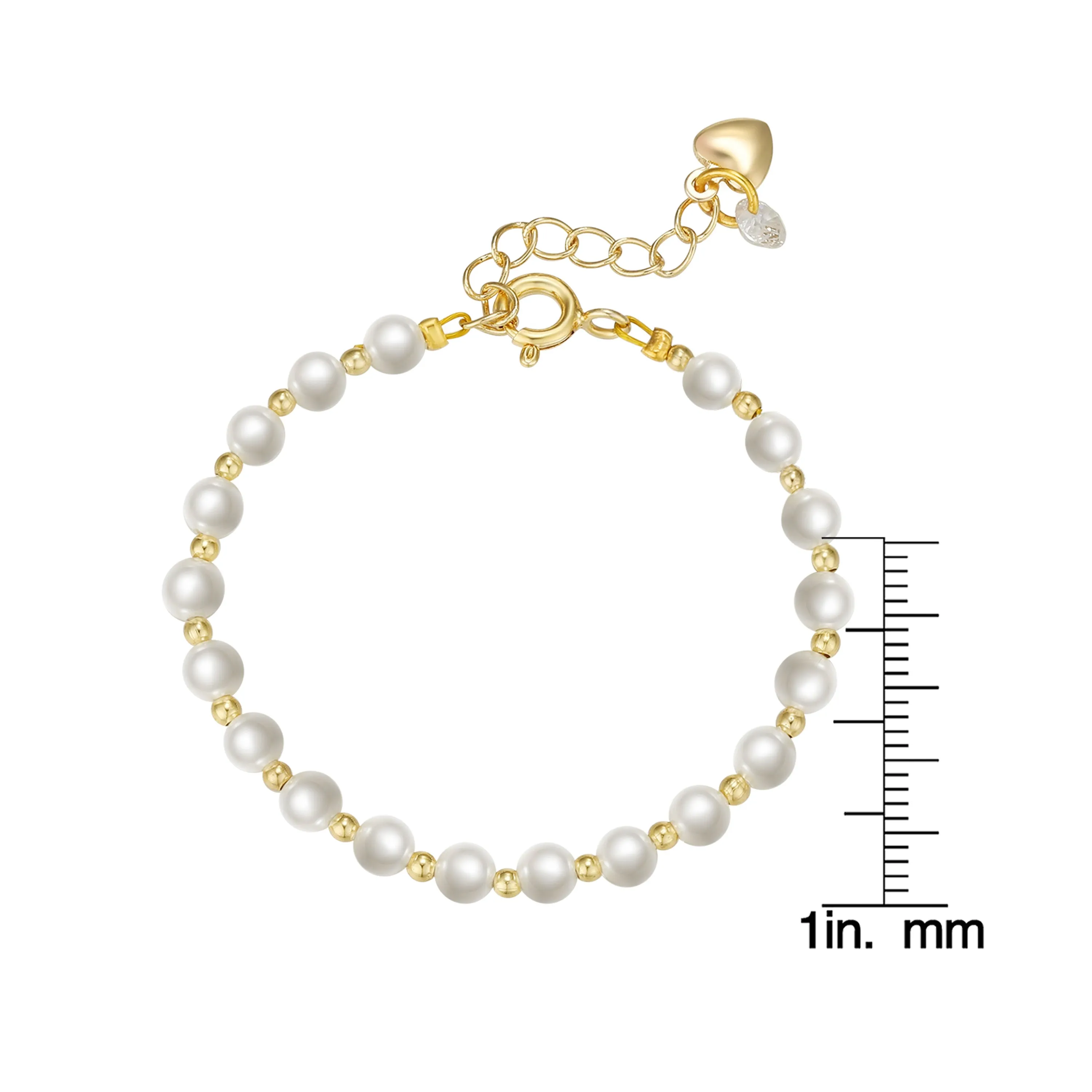 Imitation Pearl and Gold Ball Bracelet (Baby)