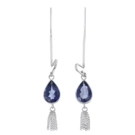 IOLITE TEARDROP TASSEL PULL THROUGH - SILVER