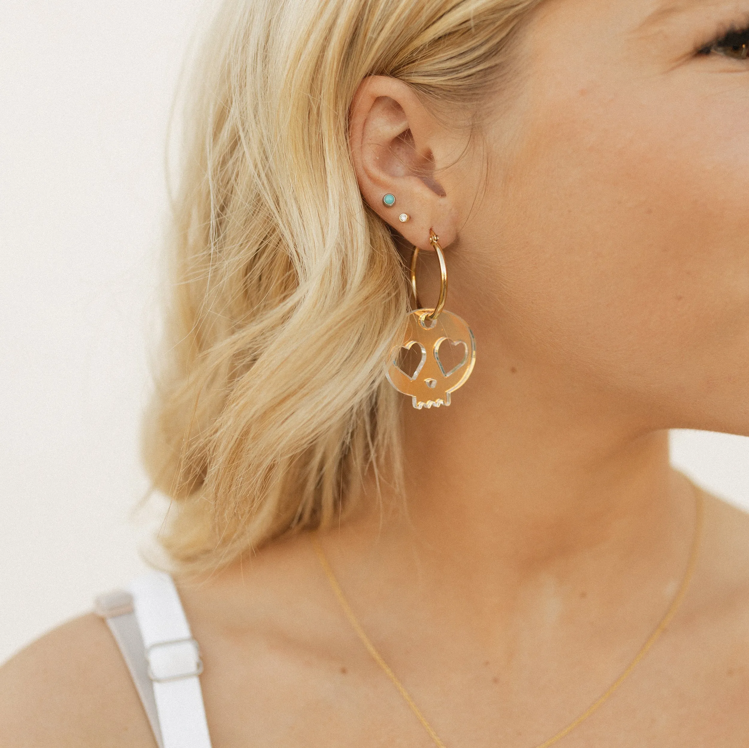 Iridescent Skull Hoop Earrings