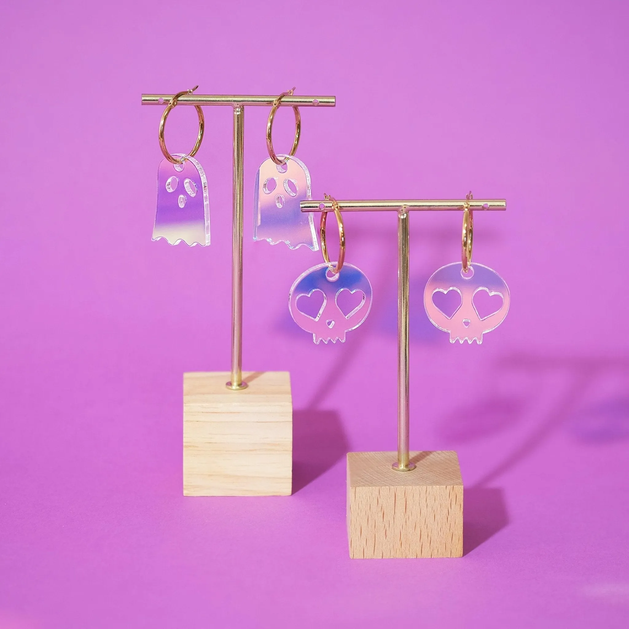 Iridescent Skull Hoop Earrings