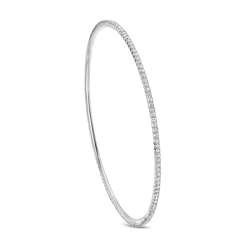 Isabelle White Gold French Pave Bangle