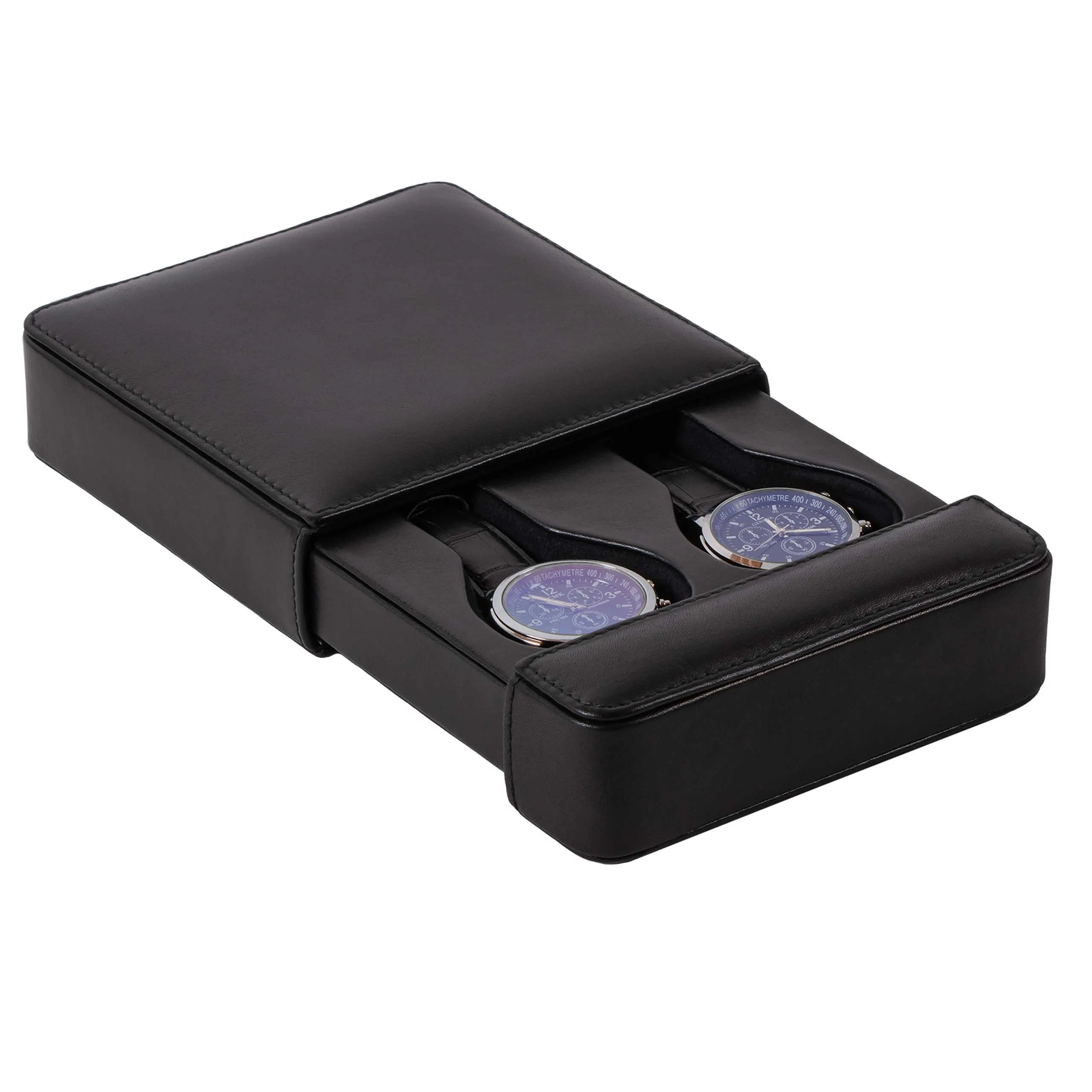 Italian Leather Travel Watch Box | Double