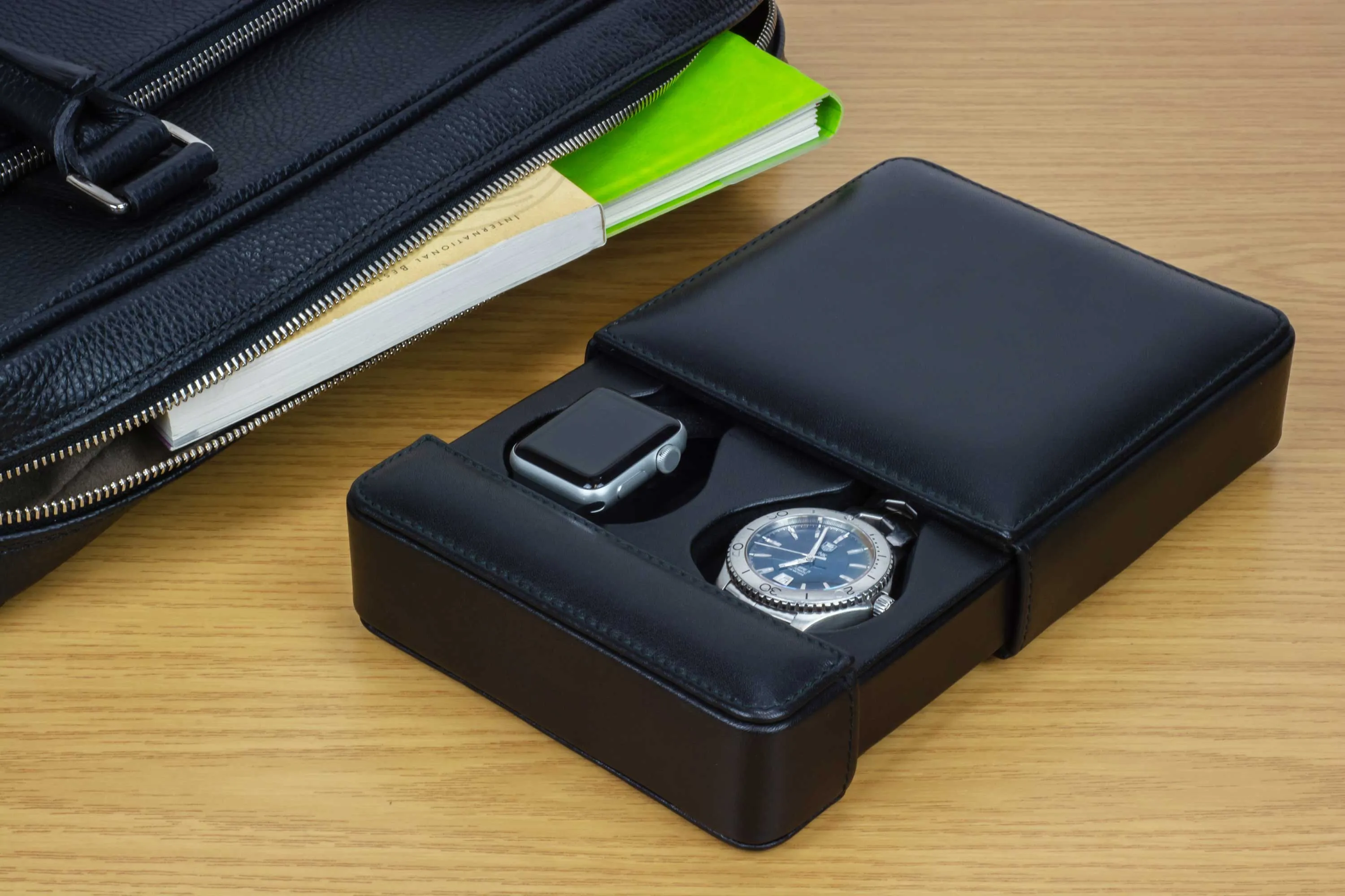 Italian Leather Travel Watch Box | Double