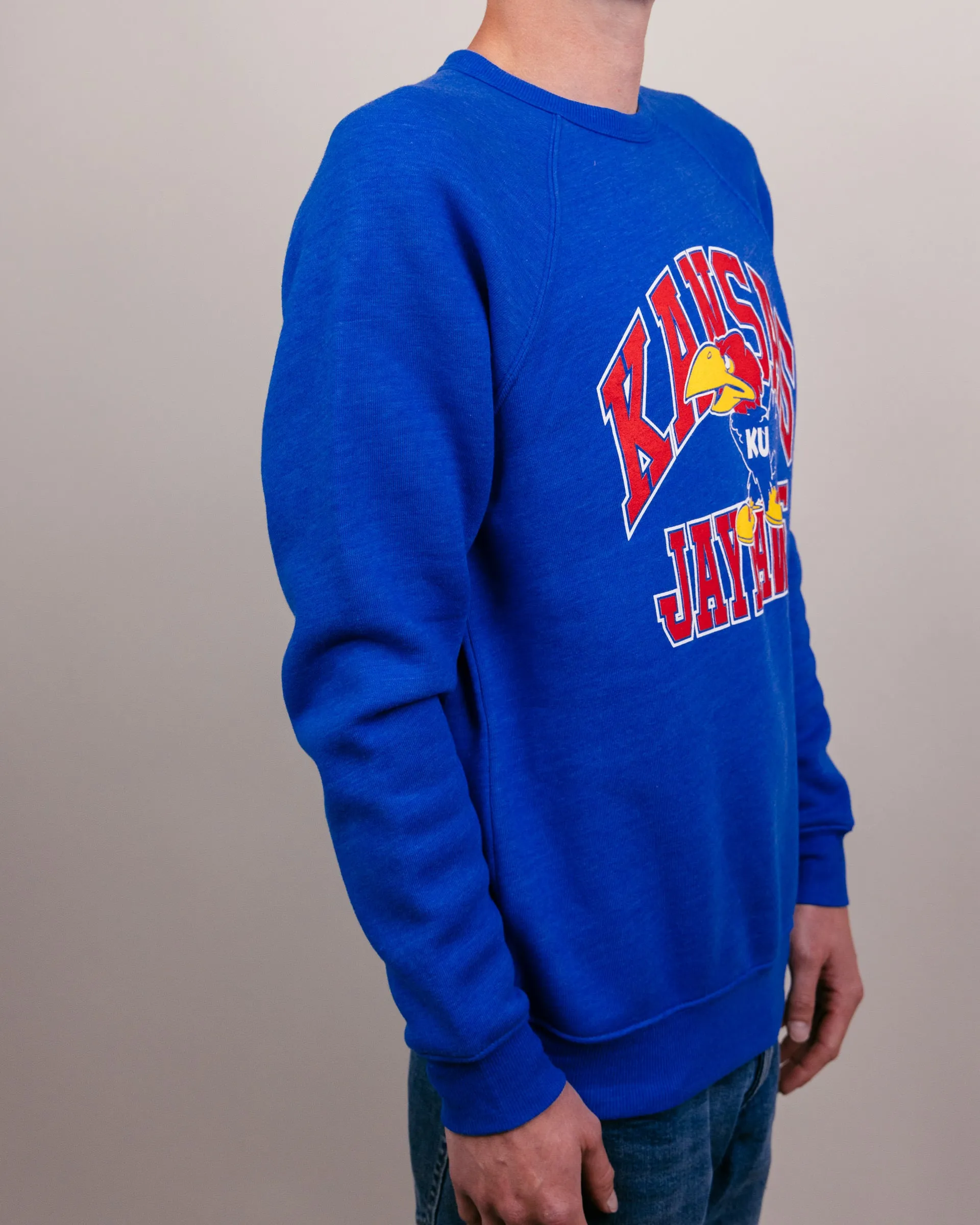 Kansas Jayhawks Mascot Blue Crewneck