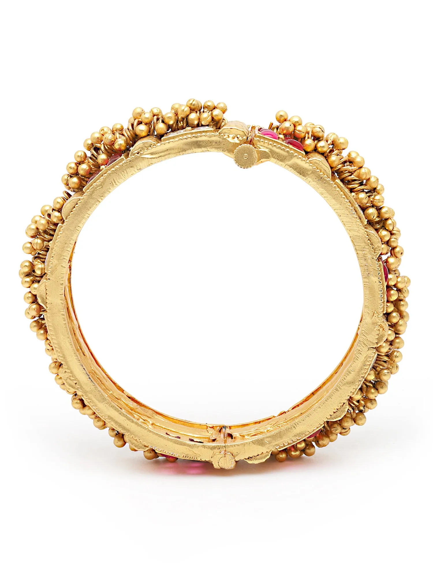 Karatcart Antique Gold Plated Rajwadi Temple Bangle Set for Women