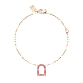 L'Arc Voyage Charm MM, 18k Rose Gold with Galerie Pink Sapphires on Chain Bracelet