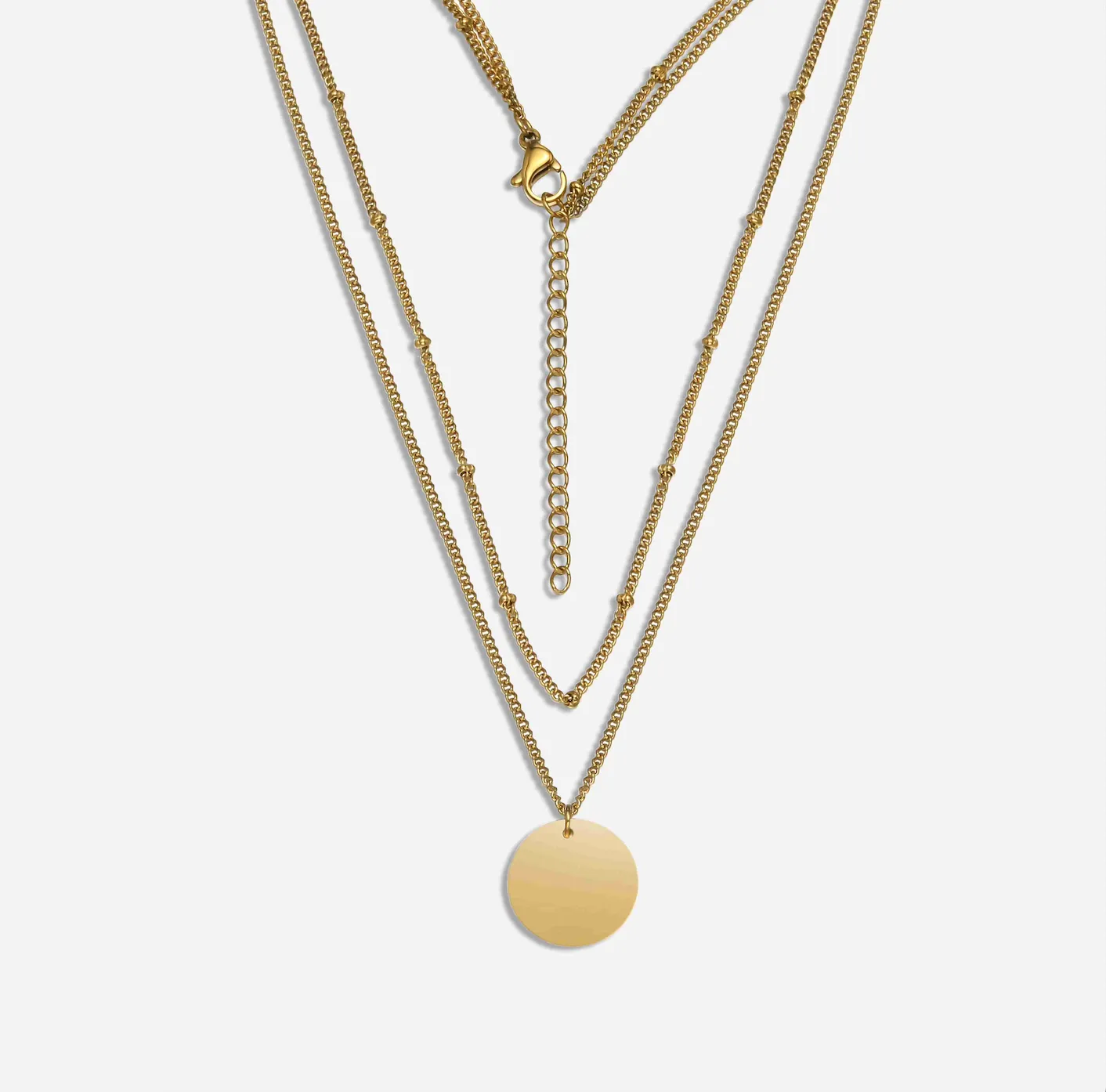 Layered Gold Coin Pendant Necklace