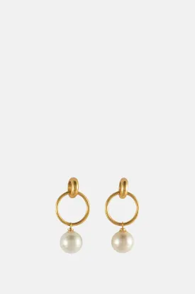 Layla Pearl Double Hoop Earrings