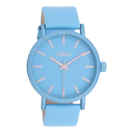 Light blue OOZOO watch with light blue leather strap - C11176