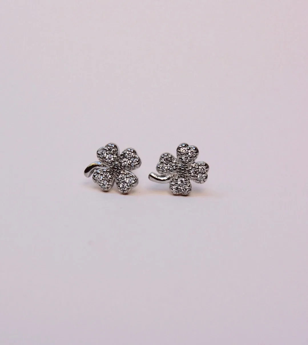 Lucky Charm Clover Stud Earrings - Silver