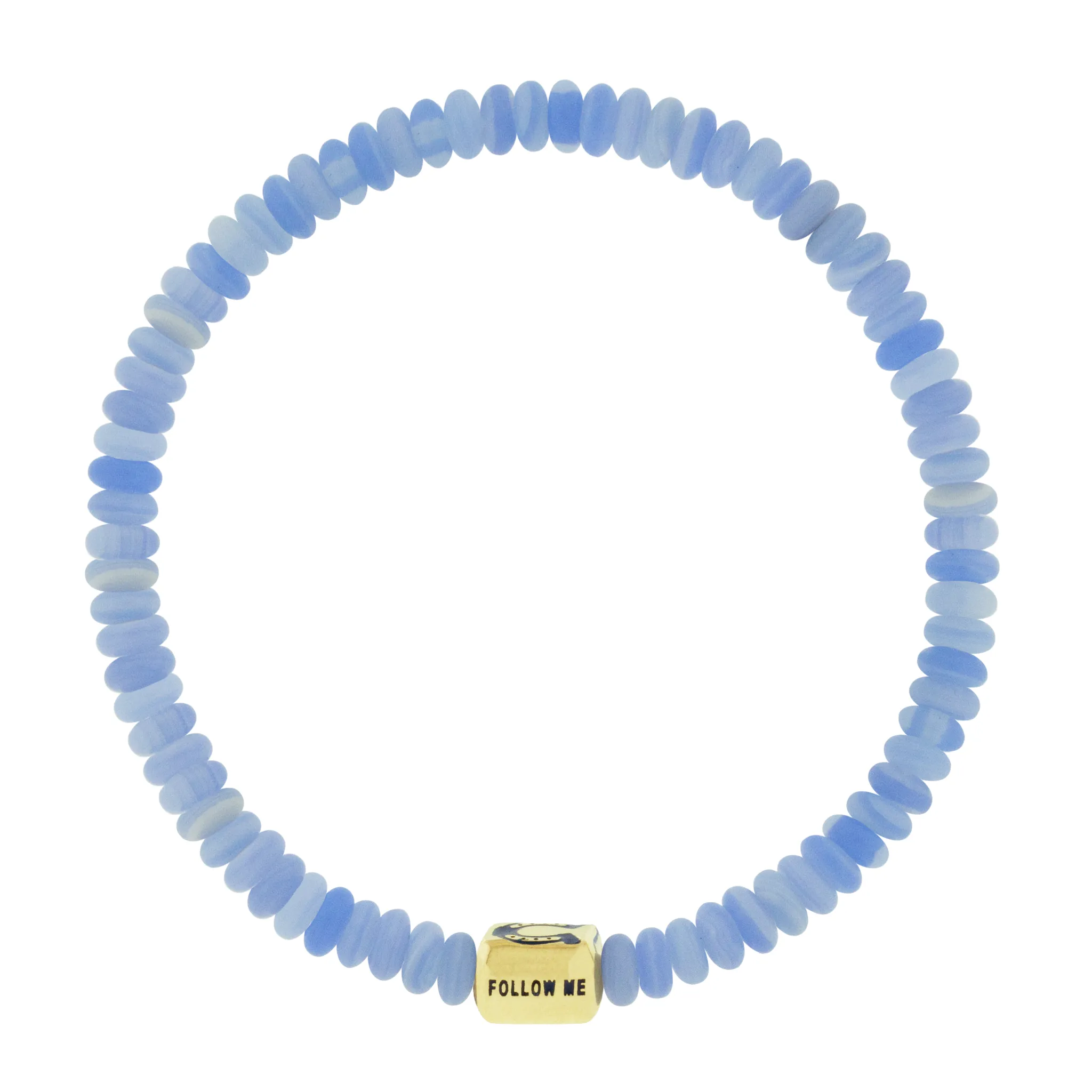 LUCKY HORSESHOE Ingot on Chalcedony Bead Bracelet