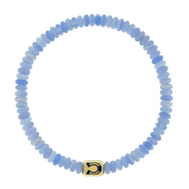 LUCKY HORSESHOE Ingot on Chalcedony Bead Bracelet